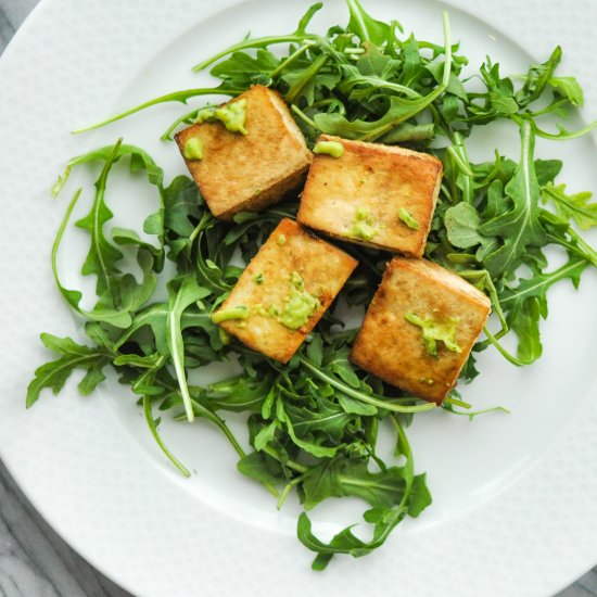 Baked Tofu with Avocado Sauce