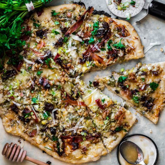 Brussel Sprout Pizza with Honey