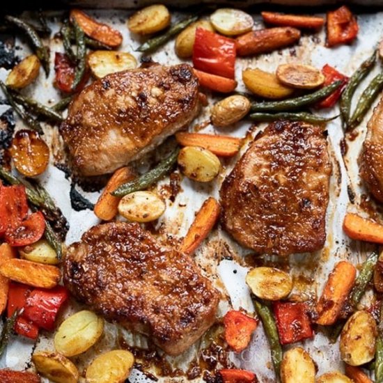 baked pork chops with veggies