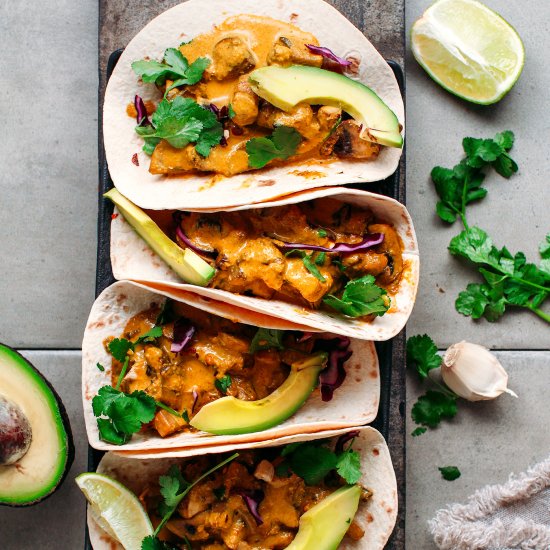 Saucy Satay Mushroom Tacos