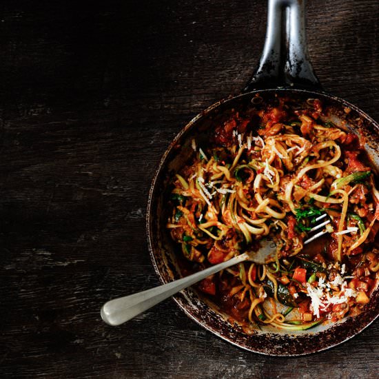 mushroom bolognese with zoodles