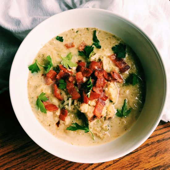 Roasted Broccoli Cauliflower Soup