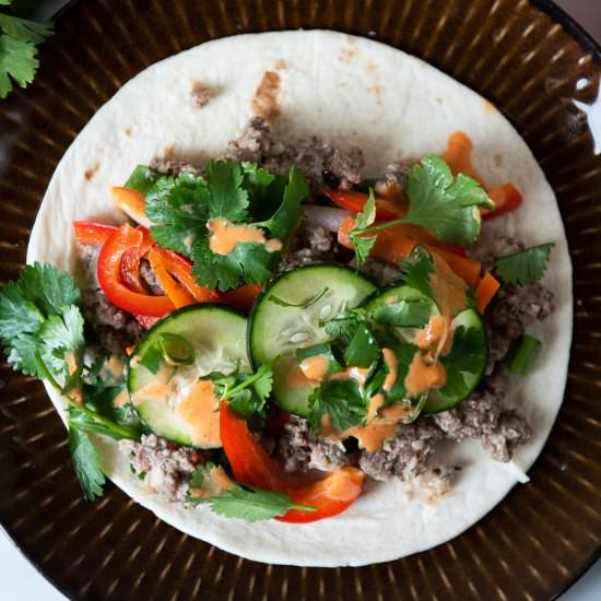 Spicy Beef & Shiitake Bahn Mi Tacos