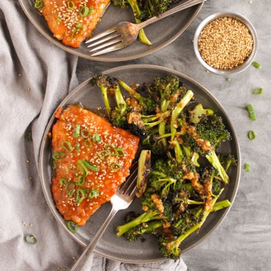 sheet pan miso glazed salmon