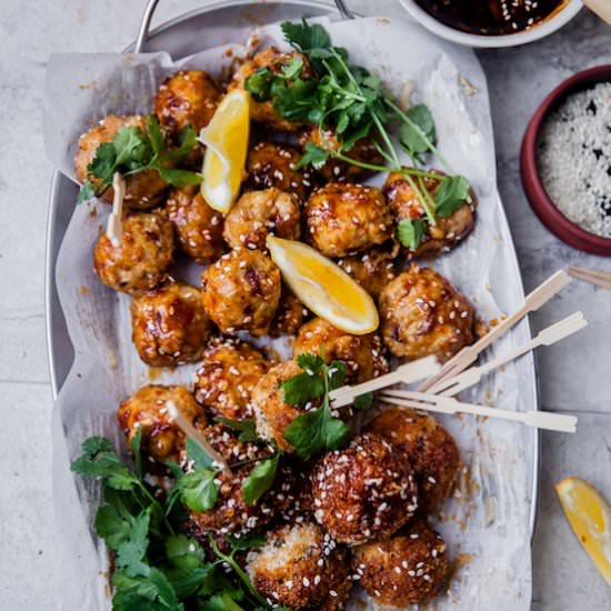 Spiced Sticky Baked Chicken Meatballs