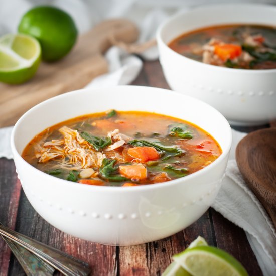 Chicken soup with beans