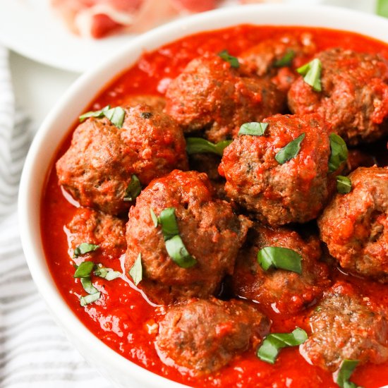 Oven Baked Prosciutto Meatballs