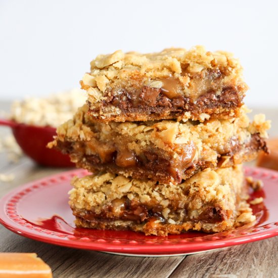 Gooey Caramel Cookie Bars