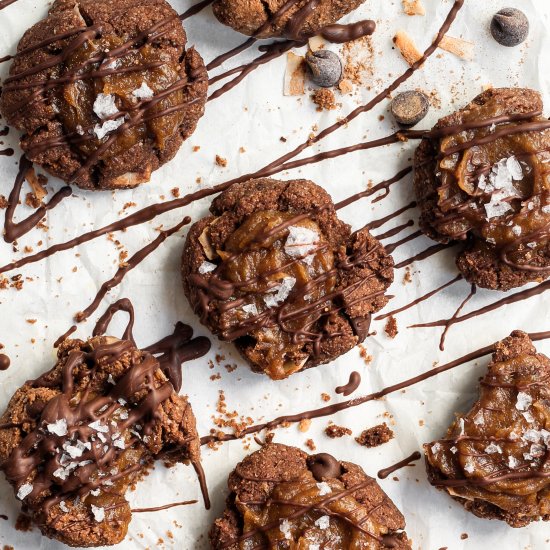 Chocolate Caramel Thumbprint Cookie