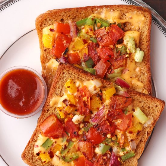 Cheese Toast With Veggies