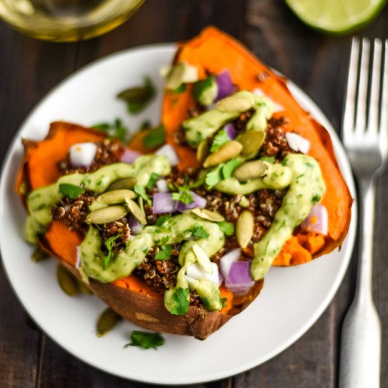 Vegan stuffed sweet potatoes