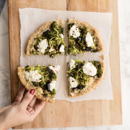 Spiralized Broccoli Bianca Pizza