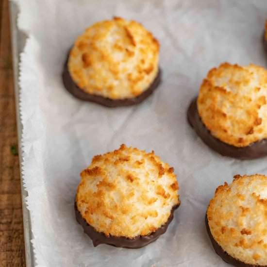 Chocolate-Dipped Coconut Macaroons