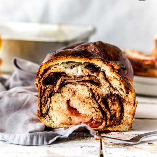 berry + chocolate no knead brioche