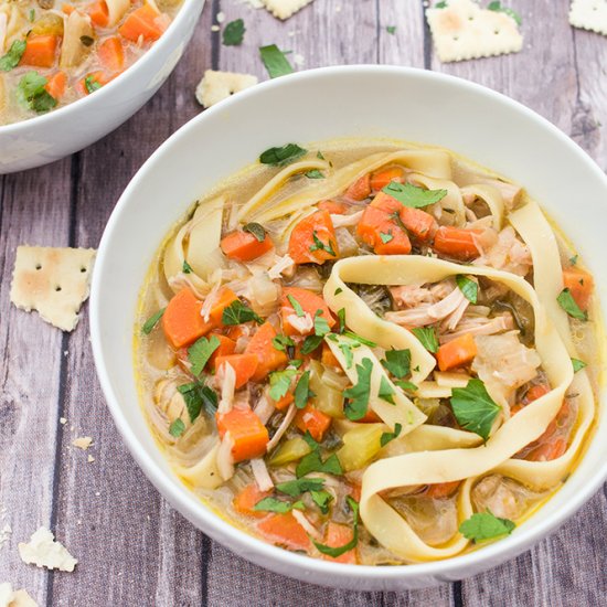 Jackfruit “Chicken” Noodle Soup