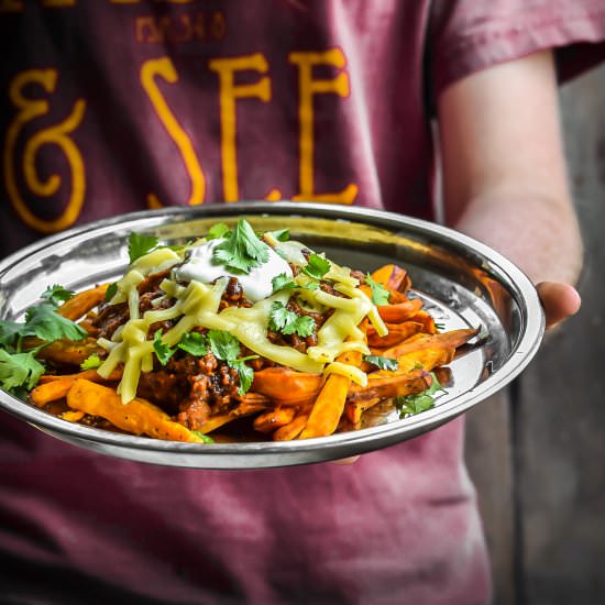 Loaded Sweet Potato Chili Fries