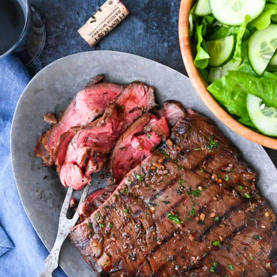 Bourbon Marinated Grilled Flank Steak