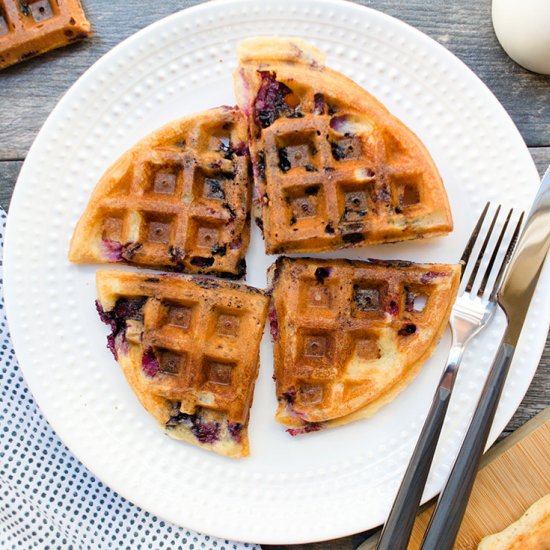 Blueberry lemon sourdough waffles