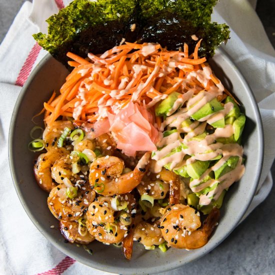 Easy Teriyaki Shrimp Rice Bowls