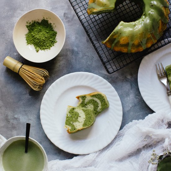 Vanilla matcha marble cake