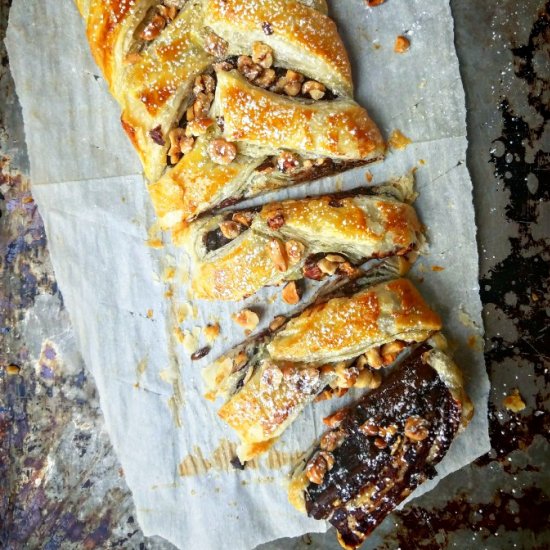 Dark Chocolate Puffed Pastry Braid