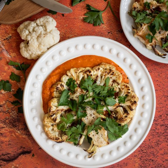 Cauliflower Steaks & Romesco Sauce