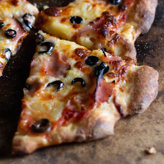 Ham Pineapple and Black Olive Pizza