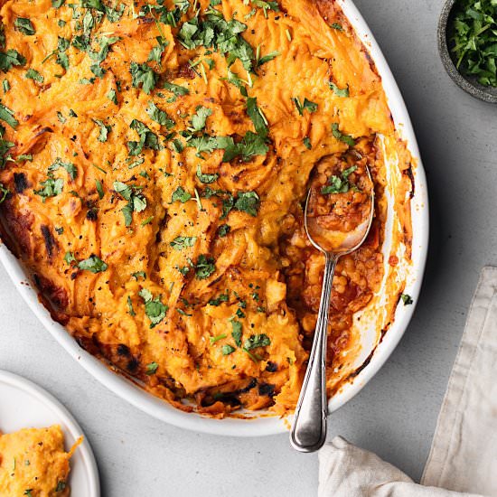 Lentil Shepherds Pie with Sweet Pot