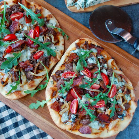 Bacon Blue Cheeseburger Flatbread