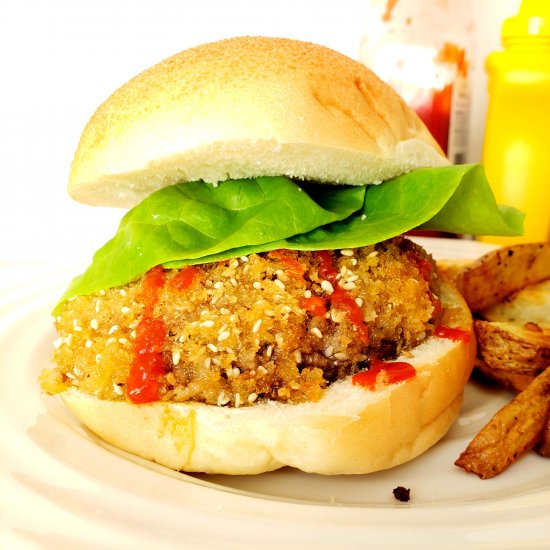 Fried Portobello Mushroom Burger