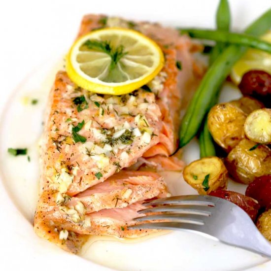 Baked Salmon w/ Lemon Herb Butter