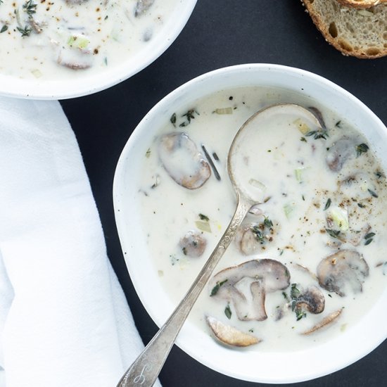 Creamy Wild Rice + Mushroom Soup