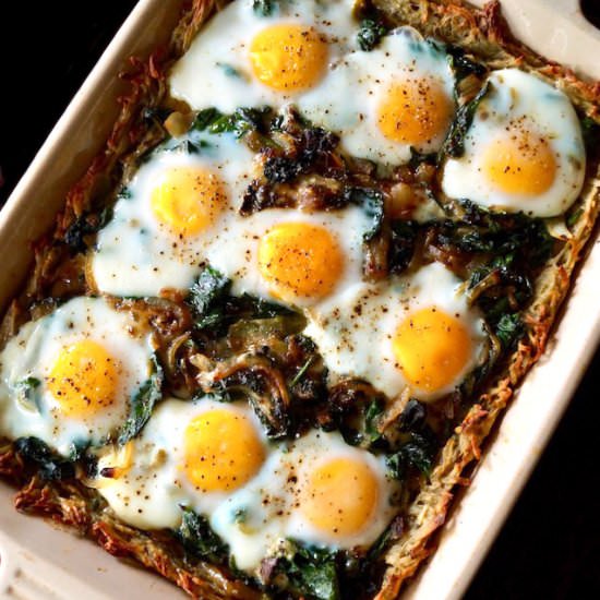 Potato Crusted Eggs Florentine