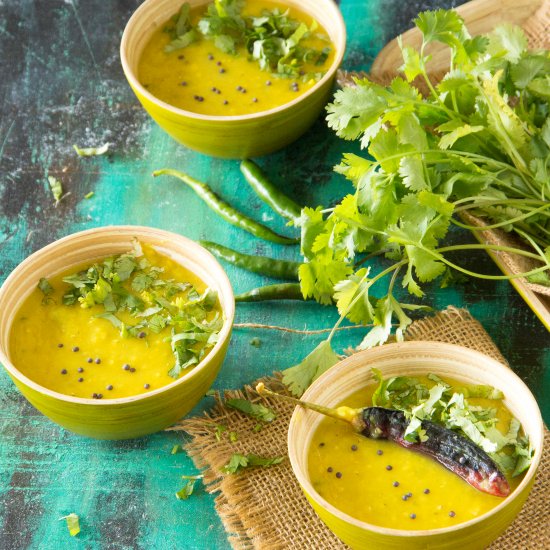 Musoor dal with green tomatoes