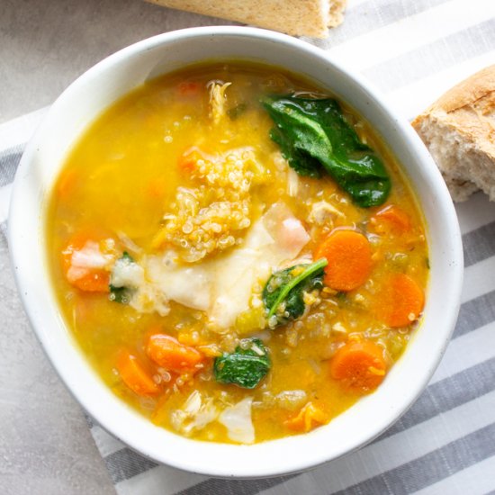 Kale + Sweet Potato + Quinoa Soup