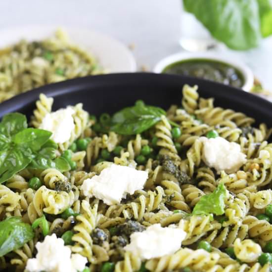 Fusilli Pasta with Pesto & Ricotta