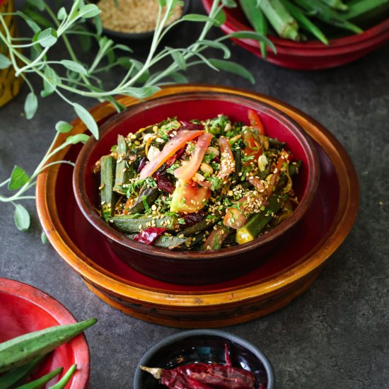 burmese okra and tomato salad