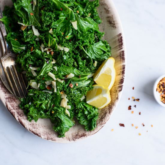 Sautéed Kale with Garlic + Lemon