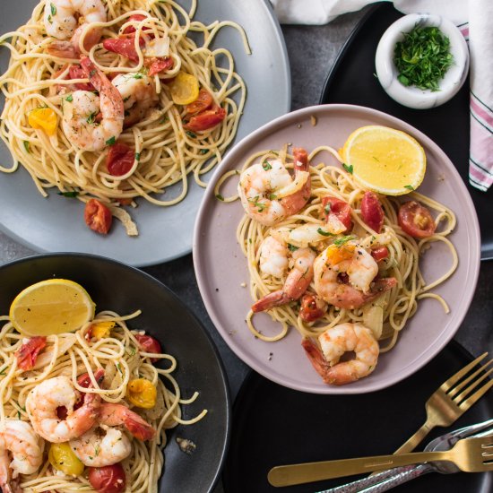 Spaghetti with Shrimp and Fennel