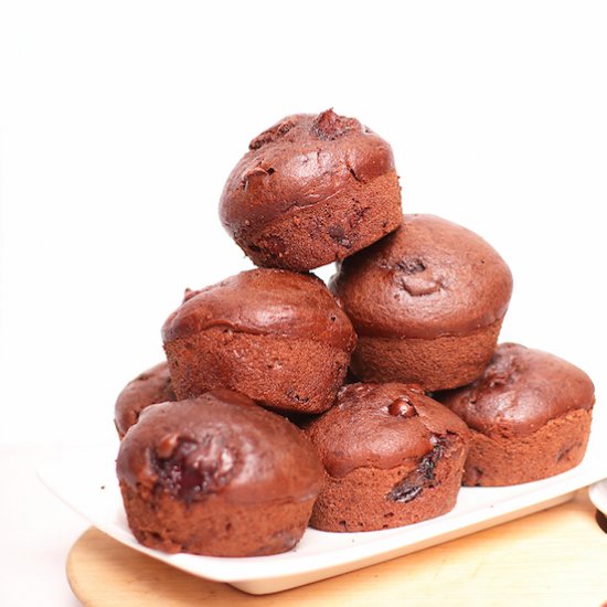 Double Chocolate Cherry Muffins