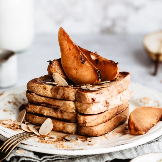 PEAR, ALMOND, CINNAMON FRENCH TOAST