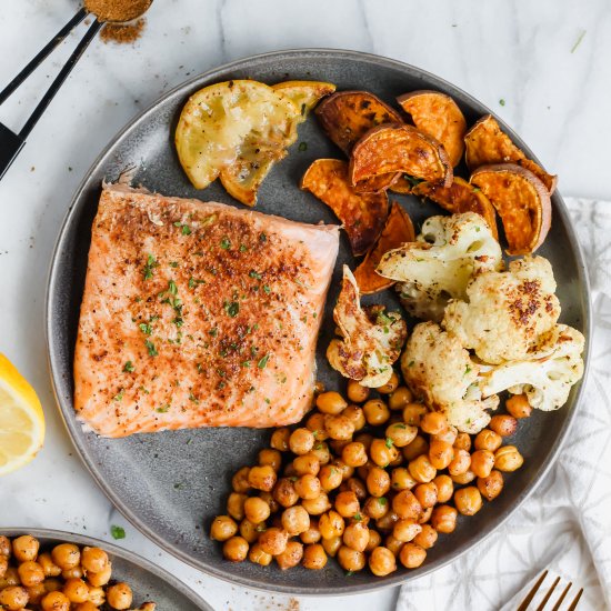 Sheet Pan Moroccan Salmon Dinner