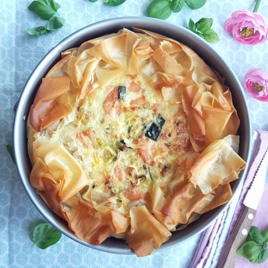 Salmon Zucchini Phyllo Quiche