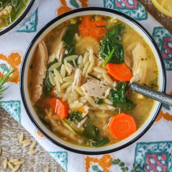 Lemon Chicken Orzo Soup