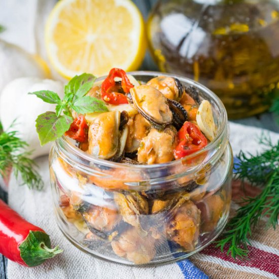 Spicy Marinated Mussels