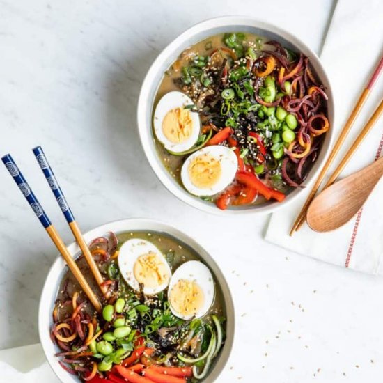 Rainbow veggie ramen bowls