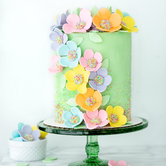 Spring Gumpaste Flowers Cake