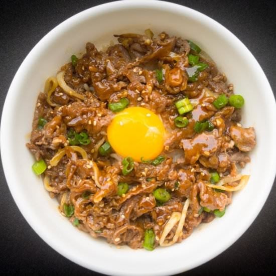 Teriyaki Beef Bowl with Egg Yolk