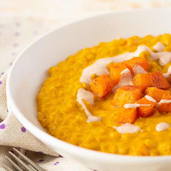 Kabocha Squash Vegan Barley Risotto