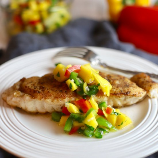 Pan Seared Red Snapper Mango Salsa